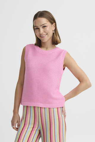 Ichi Dotties Sleeveless Waistcoat with Tie Back Detail
