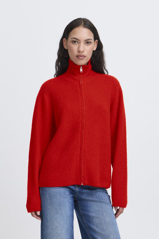 Ichi Zip Ducie Front Knit Cardigan