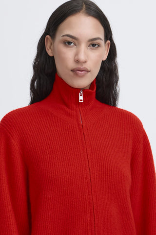 Ichi Zip Ducie Front Knit Cardigan