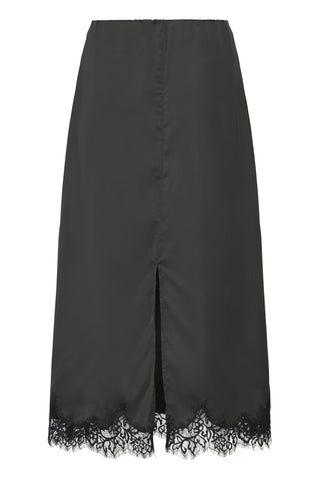 Ichi Xmiline Satin Skirt with Lace