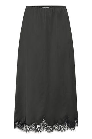Ichi Xmiline Satin Skirt with Lace