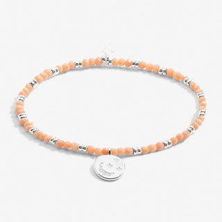 Joma Jewellery 6811 Boho Beads Moon Bracelet in Orange and Silver