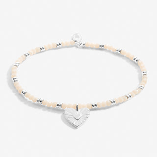 Joma Jewellery 6814 Boho Beads Heart Bracelet in White and Silver