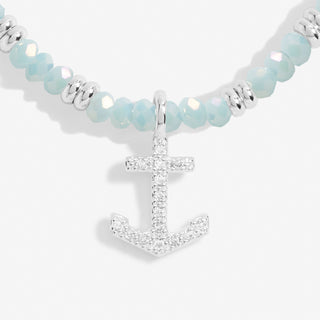 Joma Jewllery 6810 Boho Beads Anchor Bracelet in Blue and Silver