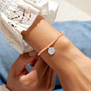 Joma Jewellery 6811 Boho Beads Moon Bracelet in Orange and Silver