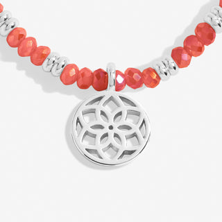 Joma Jewellery 6808 Boho Beads Dreamcatcher Bracelet in Coral and Silver