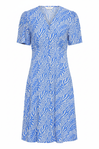 Joella Short V-Neck Dress - Nebula Blue Colour Corrected