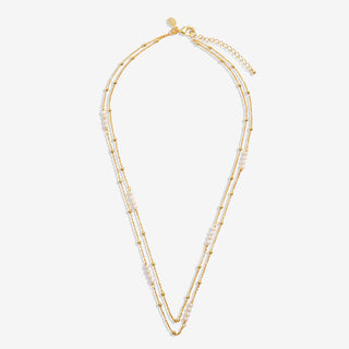 Joma Jewellery Double Layered Pearl Chain Gold Necklace