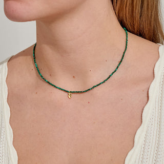 Joma 9302 Mini Charms Malachite Double Heart Gold Plated Necklace