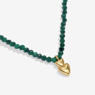 Joma 9302 Mini Charms Malachite Double Heart Gold Plated Necklace