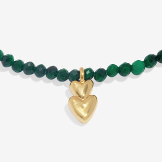 Joma 9452 Mini Charms Malachite Double Heart Gold Plated Bracelet
