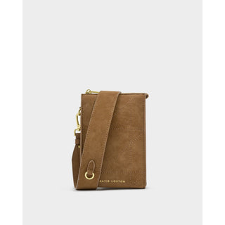 Katie Loxton AVERY SLIM CROSSBODY BAG | Caramel Quilted Suedette