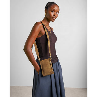 Katie Loxton AVERY SLIM CROSSBODY BAG | Caramel Quilted Suedette