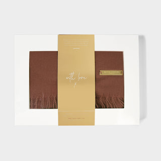 Katie Loxton Wrapped Up in Love Scarf in Cognac