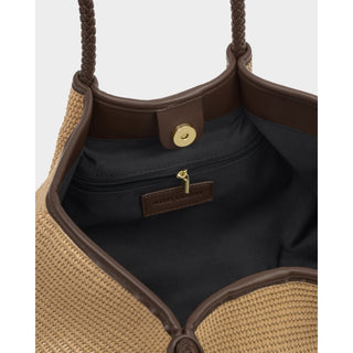 Katie Loxton Nova Raffia Small Shoulder Tote Natural Raffia / Bitter Chocolate