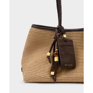 Katie Loxton Nova Raffia Small Shoulder Tote Natural Raffia / Bitter Chocolate