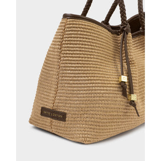 Katie Loxton Nova Raffia Small Shoulder Tote Natural Raffia / Bitter Chocolate