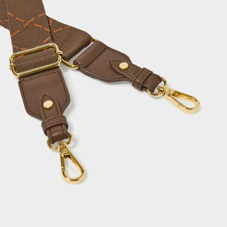 Katie Loxton Dash Line Canvas Strap in Brown and Orange