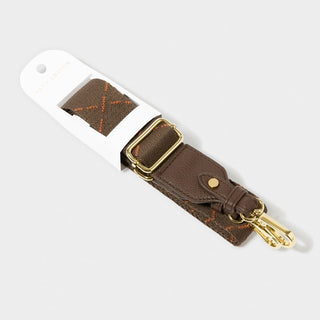 Katie Loxton Dash Line Canvas Strap in Brown and Orange