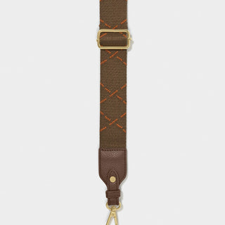 Katie Loxton Dash Line Canvas Strap in Brown and Orange