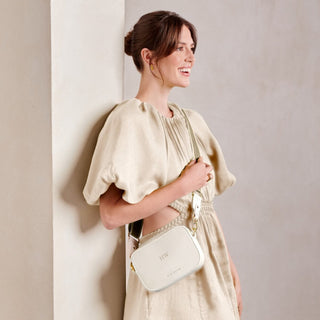 Katie Loxton Zana Mini Canvas Strap Crossbody Bag in Off White