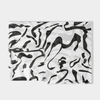 Katie Loxton Zebra Printed Scarf in Black, White and Silver