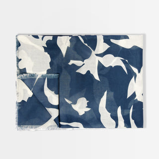 Katie Loxton Abstract Floral Printed Scarf in Navy and Off White
