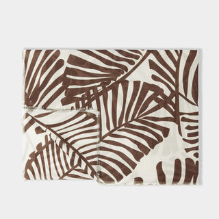 Katie Loxton Tropical Leaf Printed Scarf in Off White and Chocolate
