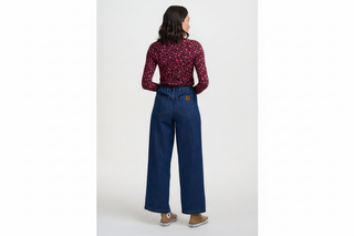 Model Back Shot with Dalmatian Dot Turtleneck