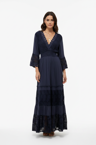 Navy dress on model