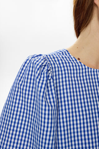 Numph Lucia Puff Sleeve Gingham Blouse