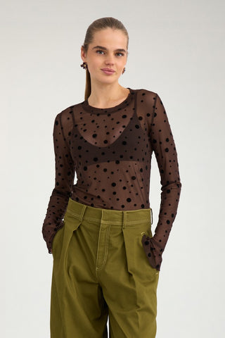 Nümph Nuevita Long Sleeve Sheer Mesh Top