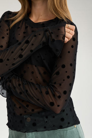 Nümph Nuevita Long Sleeve Sheer Mesh Top