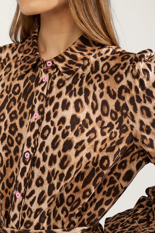 Numph Nulorena Leopard Print Shirt Dress