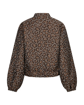 Red Button Jacquard Lurex Leopard Bomber Jacket