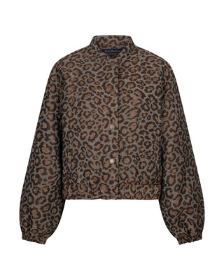 Red Button Jacquard Lurex Leopard Bomber Jacket