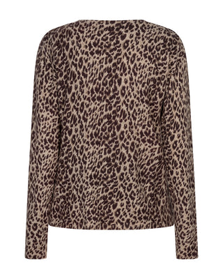 Red Button Sweet Animal Print Knitted Top