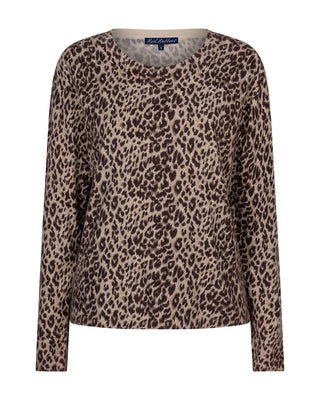 Red Button Sweet Animal Print Knitted Top