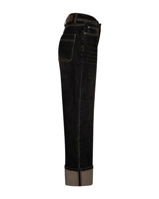Red Button Kim Straight Leg Overdye Jean with Turn-Up