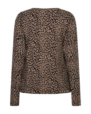 Red Button Sweet Animal Print Knitted Top