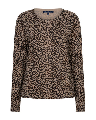 Red Button Sweet Animal Print Knitted Top