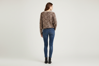 Red Button Leopard Print Jumper - Back View