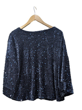 Sasa Velour Sequin 3/4 Sleeve Top