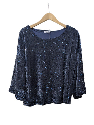 Sasa Velour Sequin 3/4 Sleeve Top