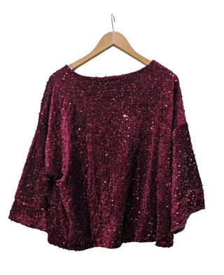 Sasa Velour Sequin 3/4 Sleeve Top