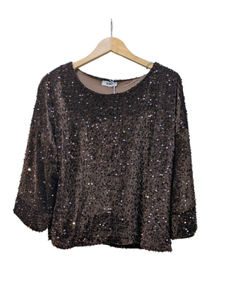 Sasa Velour Sequin 3/4 Sleeve Top