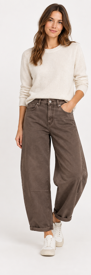 Sasa Cotton Twill Barrel Trousers