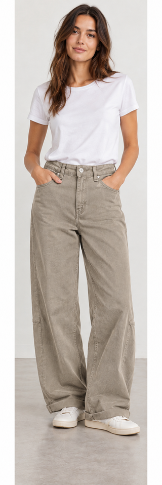 Sasa Barrel Leg Cotton Twill Jeans