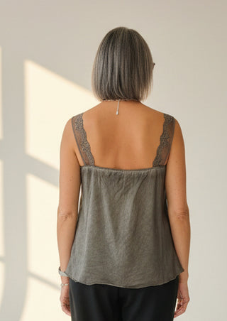 Sasa Lace Trim Satin Vest Top