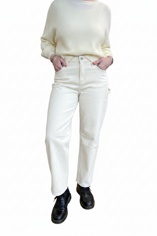 Sasa Canvas Knee Seam Barrel Leg Jeans